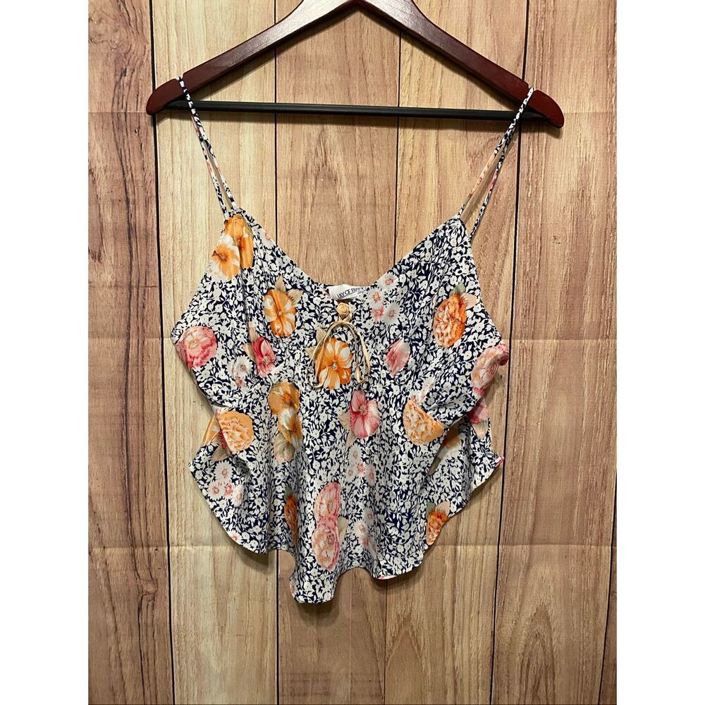 Lily of France Large sleepwear tank top floral design silky Y2K vintage sexy